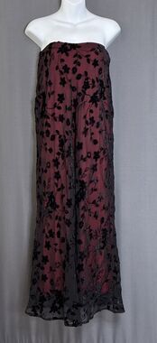 Y2K A Fortiori Red Burnout Velvet Dress Gown Sz 7/8 Romance Whimsigoth Fairy 90s